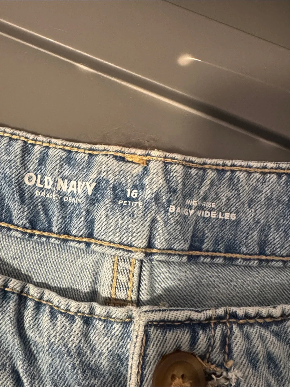 Old Navy High Rise Baggy Wide Leg Drapey Denim Jean Women's 16 P